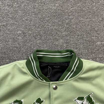 AMIRI MA ANGEL VARSITY BOMBER JACKET GREEN