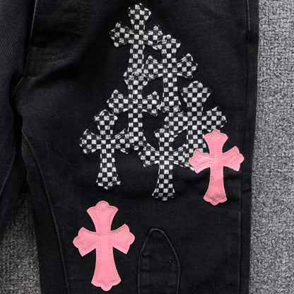 Chrome Hearts Cross Patch Fleurknee Jeans Black