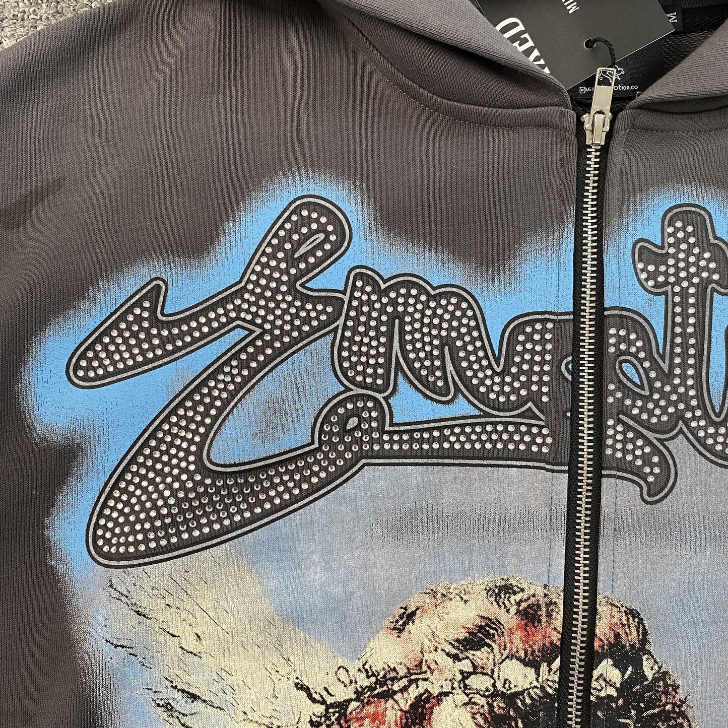 Mixed Emotion Rhinestone Jacket Grey