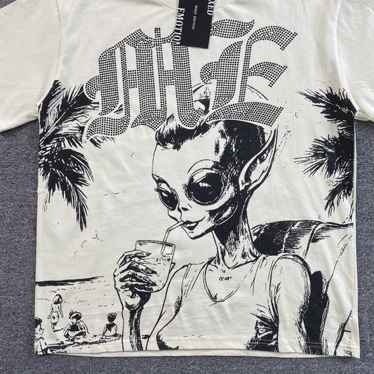 Mixed Emotion Beach Rhinestone Tee Cream