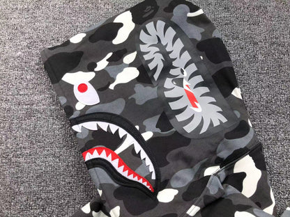 BAPE CITY CAMO SHARK WGM FULL ZIP HOODIE BLACK