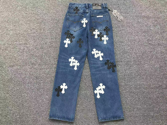 Chrome Hearts Cross Patch Jeans Blue