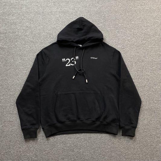 OFF WHITE KIT TEXT PRINT HOODIE BLACK