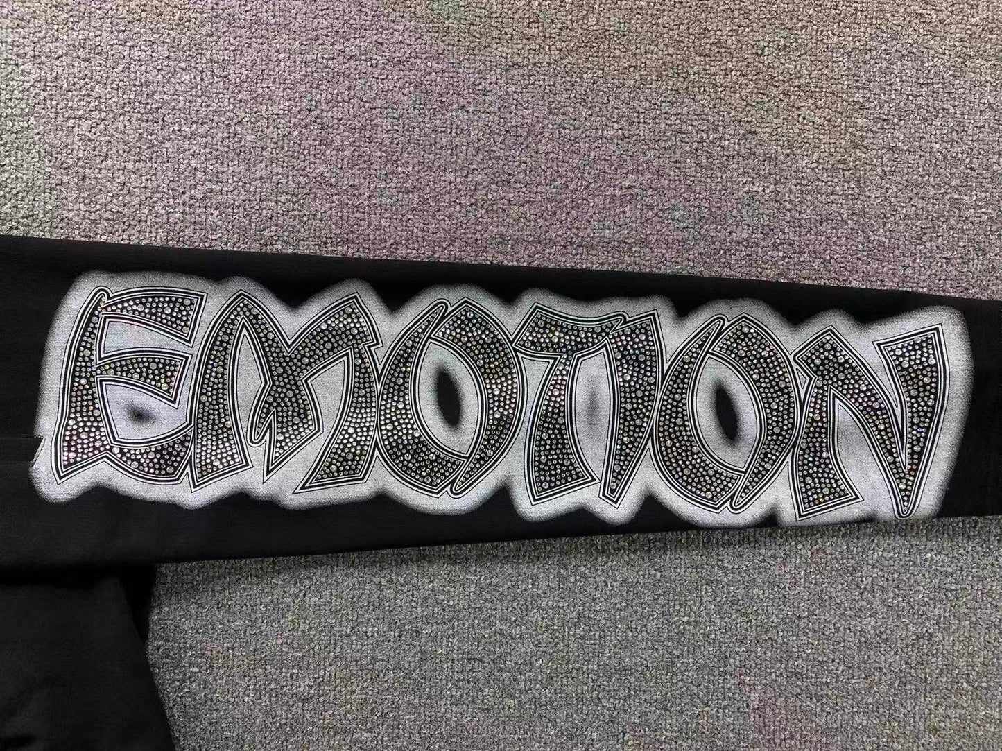 Mixed Emotion Midnight Rhinestone Sweatpants Black