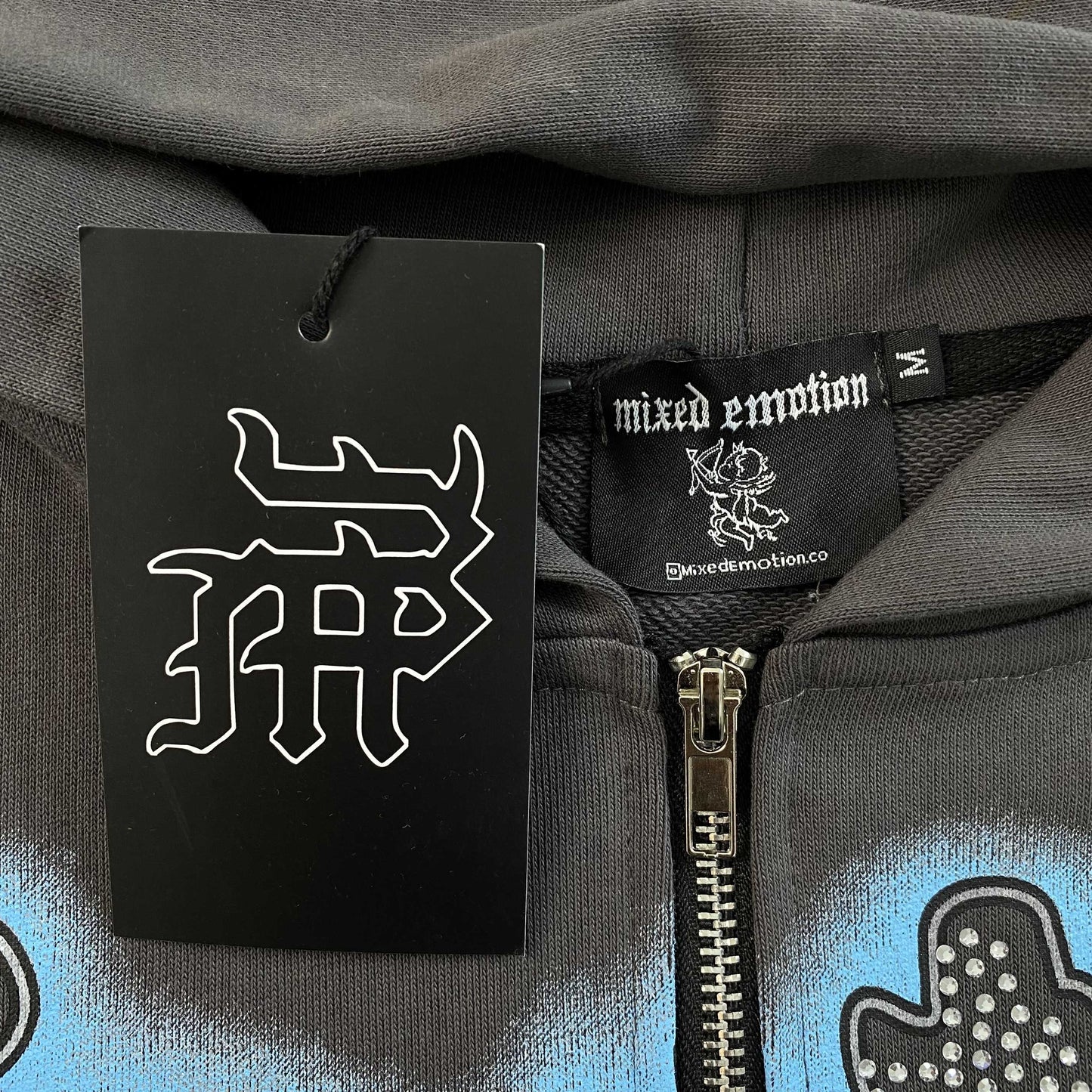 Mixed Emotion Rhinestone Jacket Grey