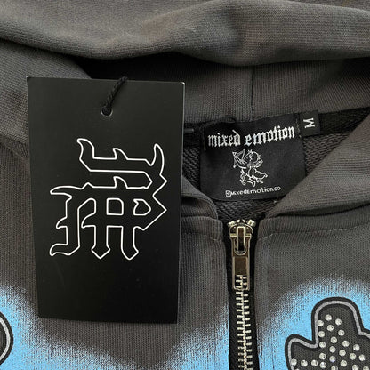 Mixed Emotion Rhinestone Jacket Grey