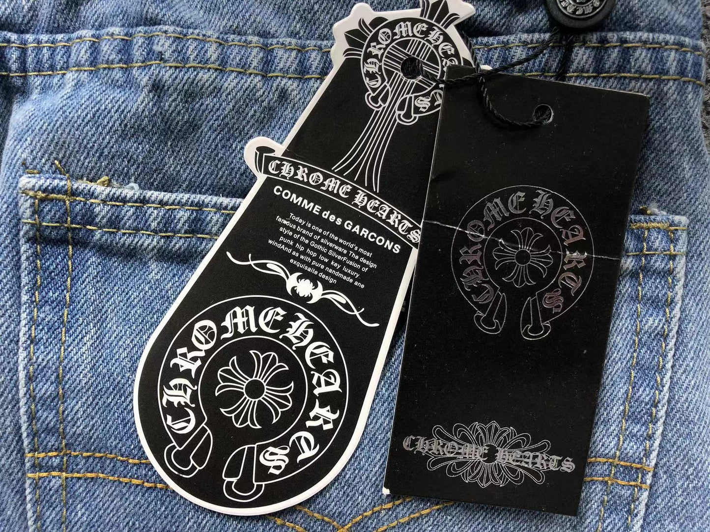 Chrome Hearts Cross Patch Jeans Blue Washed