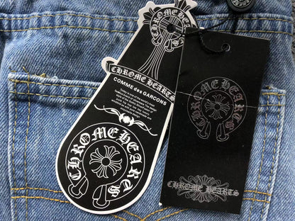 Chrome Hearts Cross Patch Jeans Blue Washed