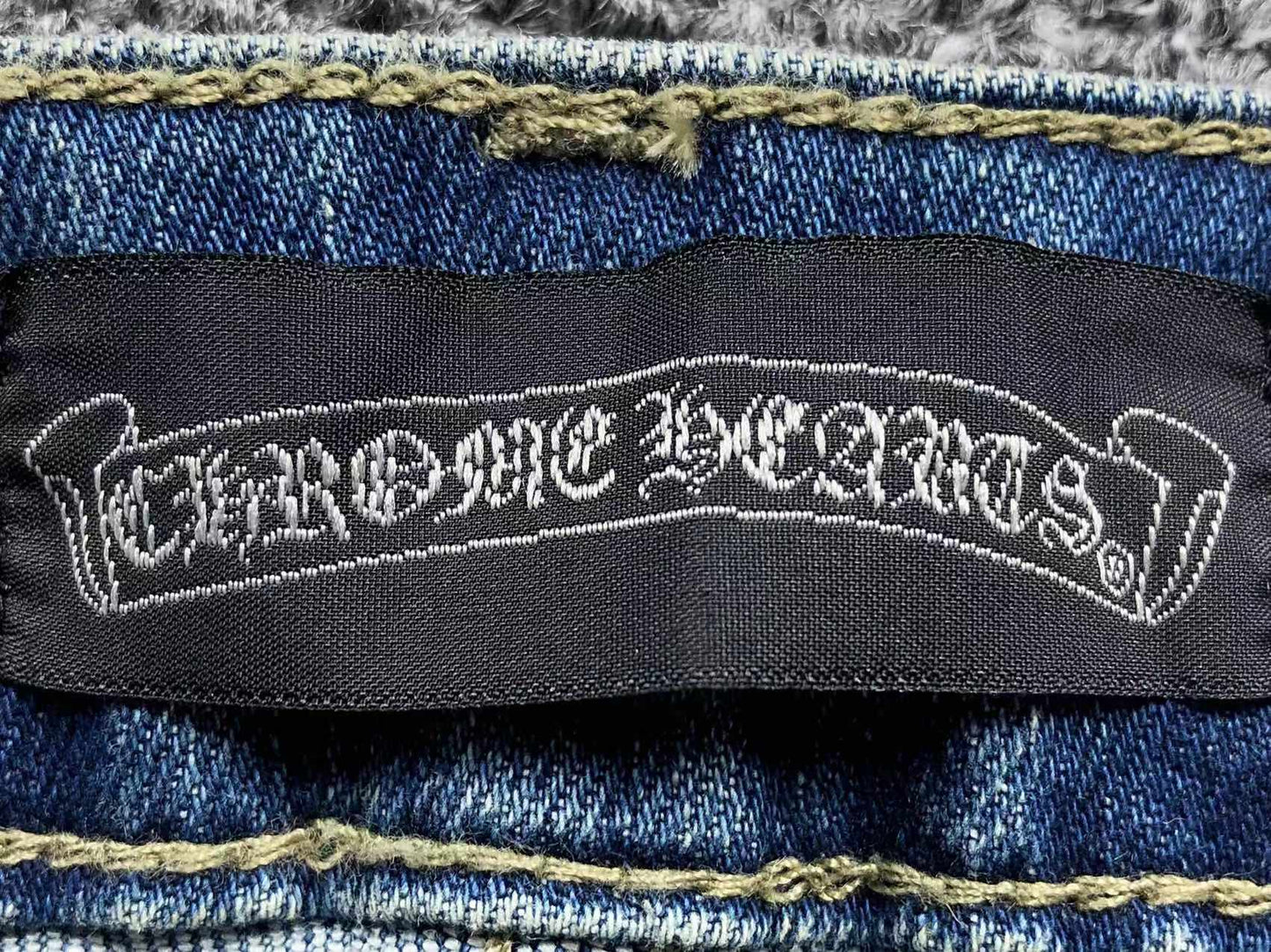 Chrome Hearts Cross Patch Jeans Blue Washed