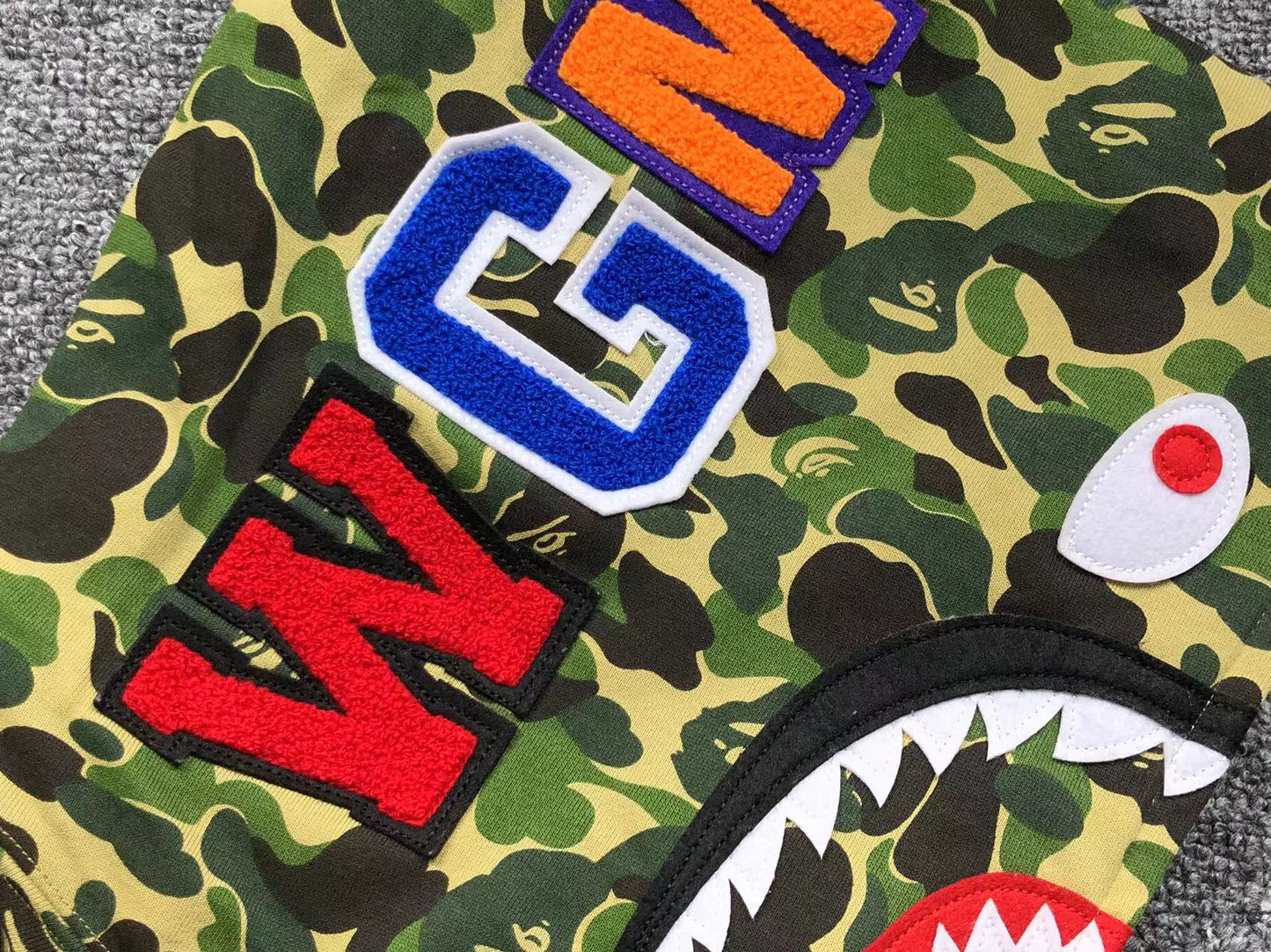 BAPE ABC CAMO SHARK FULL ZIP HOODIE GREEN