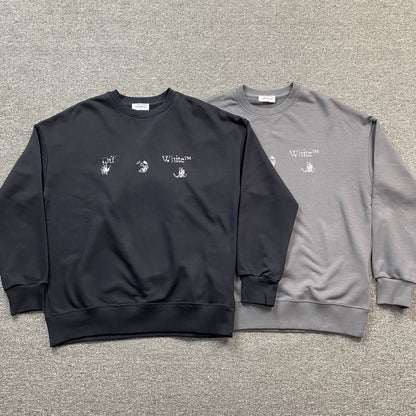 OFF WHITE FADED LOGO PRINT CREWNECK BLACK