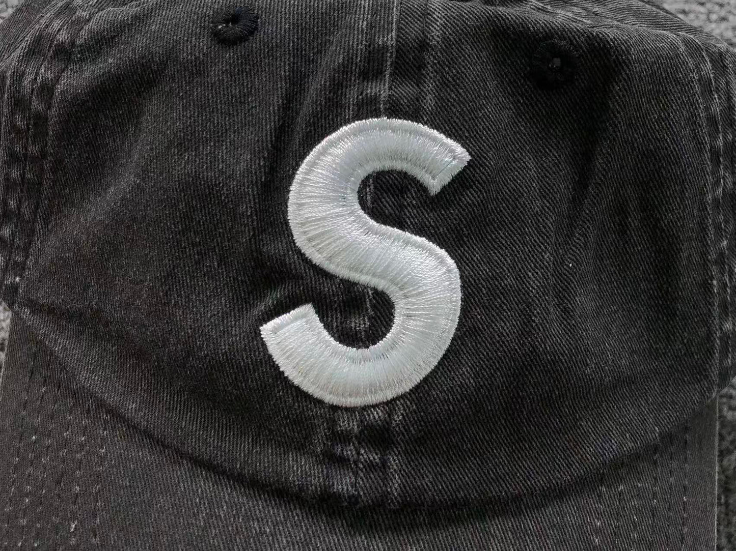 Supreme Pigment Coated S Logo 6-Panel Cap Washed Black