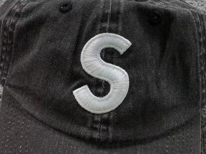 Supreme Pigment Coated S Logo 6-Panel Cap Washed Black