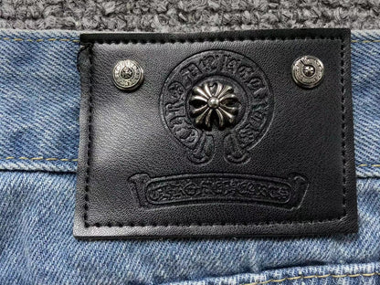 Chrome Hearts Cross Patch Jeans Blue Washed