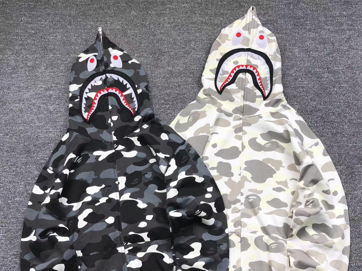 BAPE CITY CAMO SHARK WGM FULL ZIP HOODIE WHITE