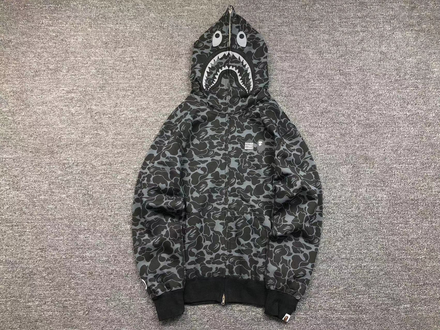 BAPE X DOVER STREET MARKET SPECIAL CAMO SHARK FULL ZIP HOODIE