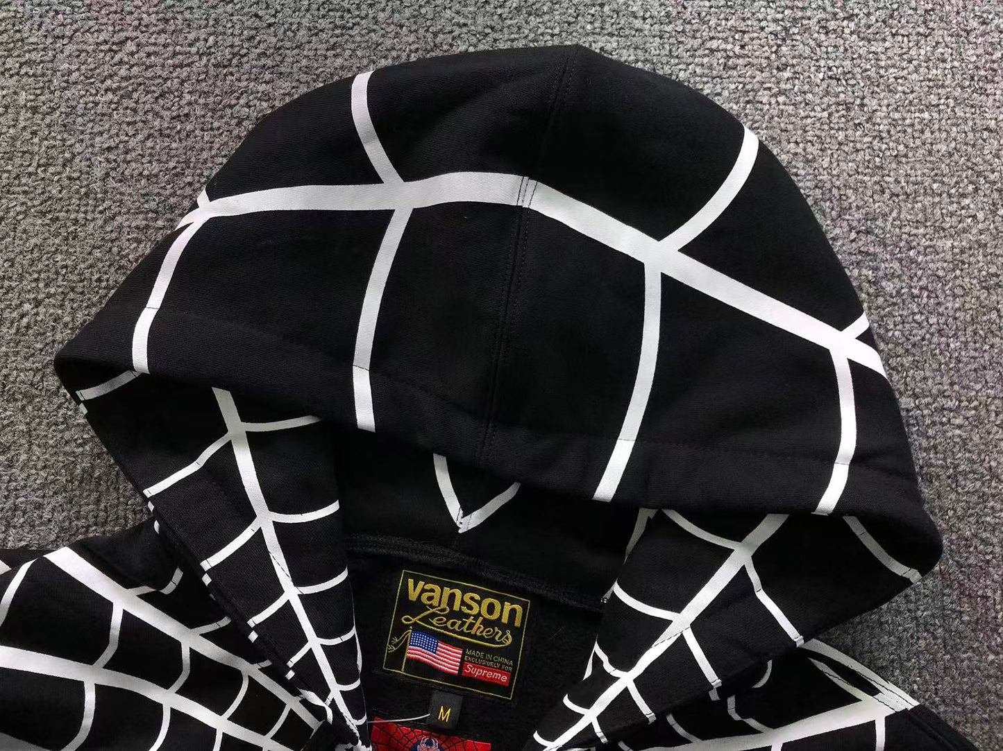Supreme Vanson Leathers Spider-Man Zip Up Black