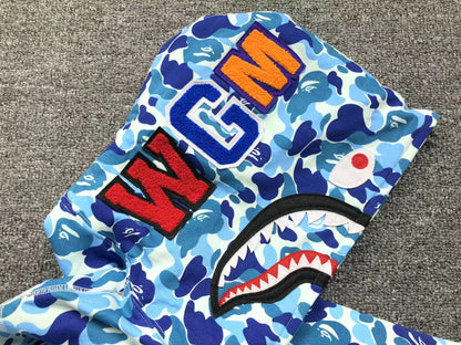 BAPE ABC CAMO SHARK FULL ZIP HOODIE BLUE