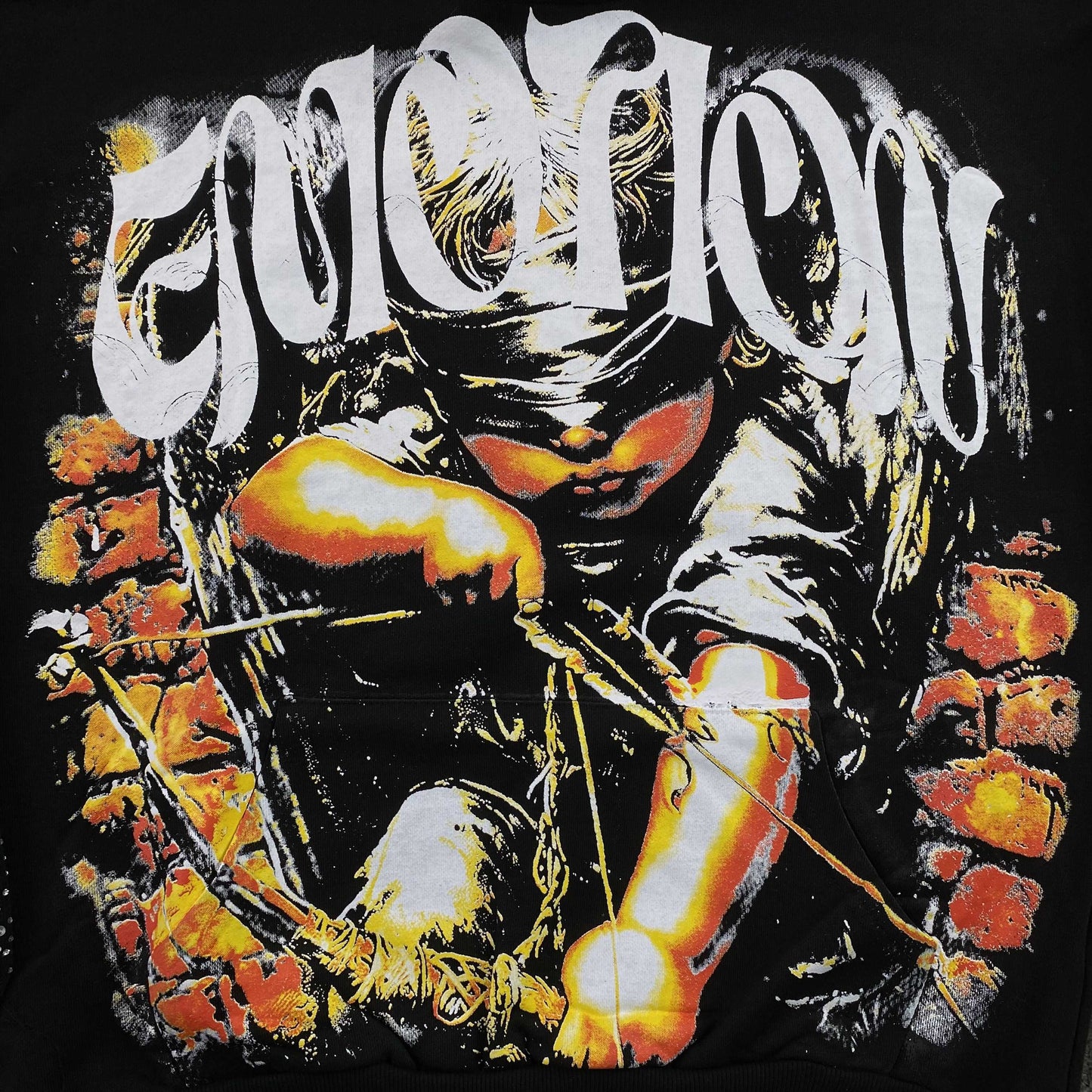 Mixed Emotion Archer Rhinestone Hoodie Black