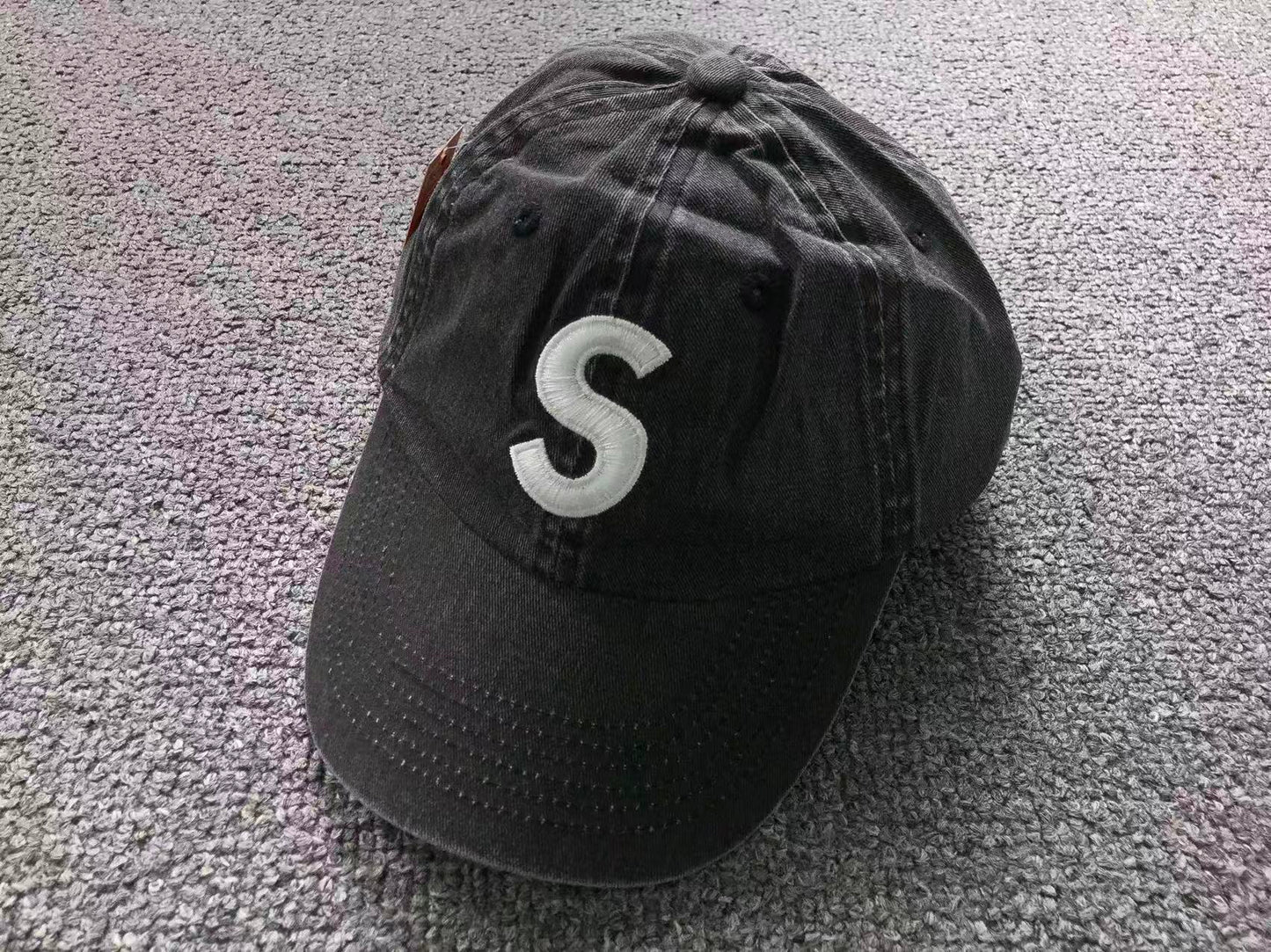 Supreme Pigment Coated S Logo 6-Panel Cap Washed Black