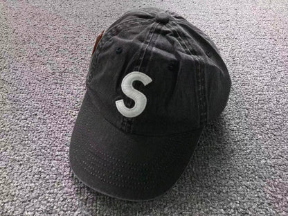 Supreme Pigment Coated S Logo 6-Panel Cap Washed Black
