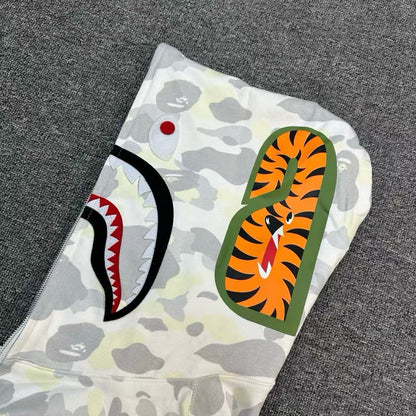 BAPE City Camo Tiger Shark Full Zip Hoodie White