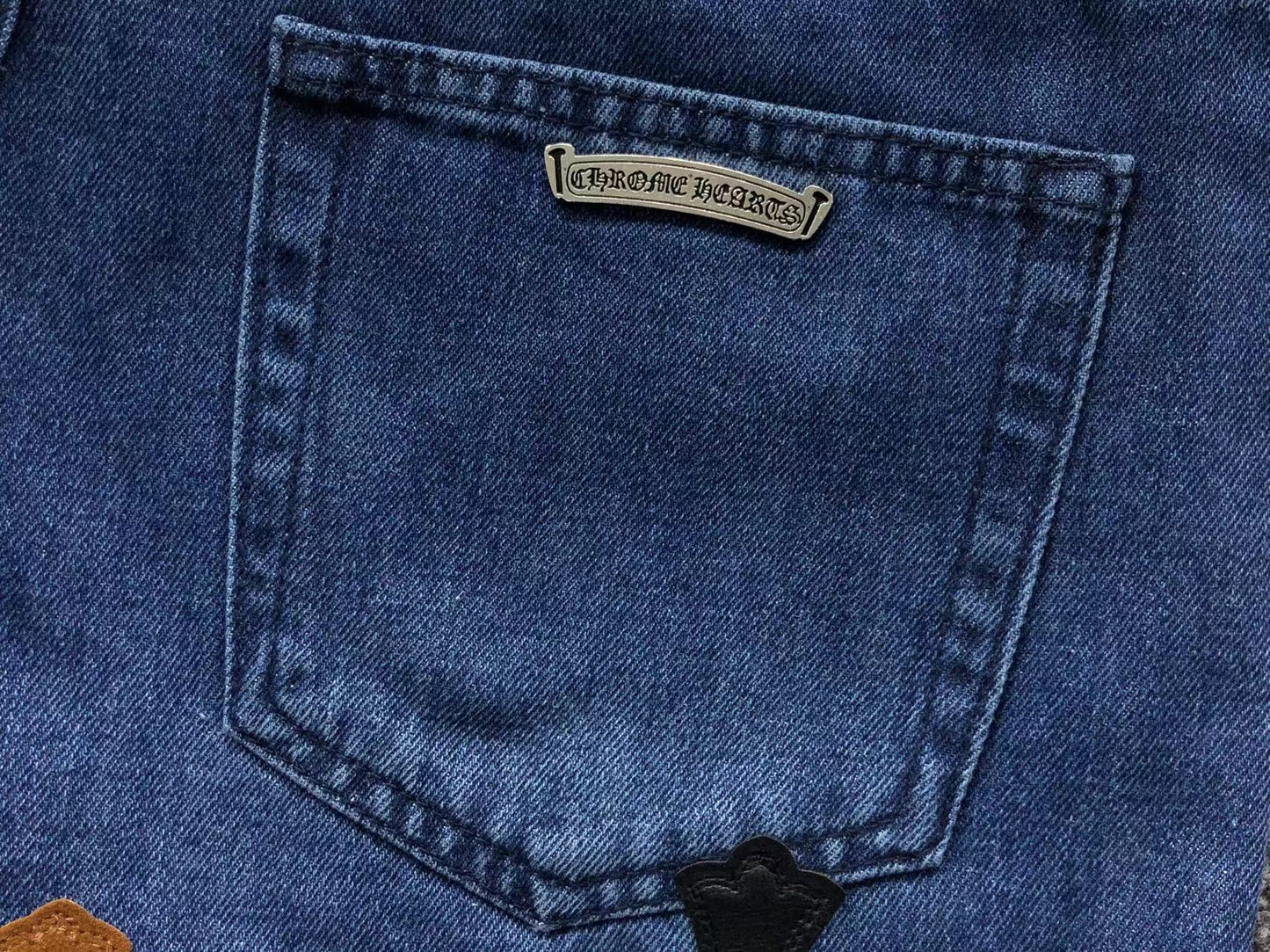 Chrome Hearts Cross Patch Jeans Blue