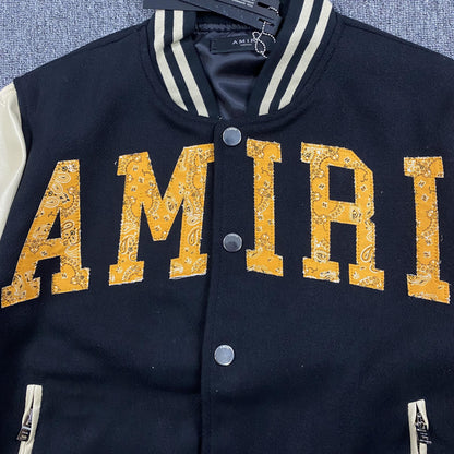 AMIRI VINTAGE VARSITY BOMBER JACKET BLACK