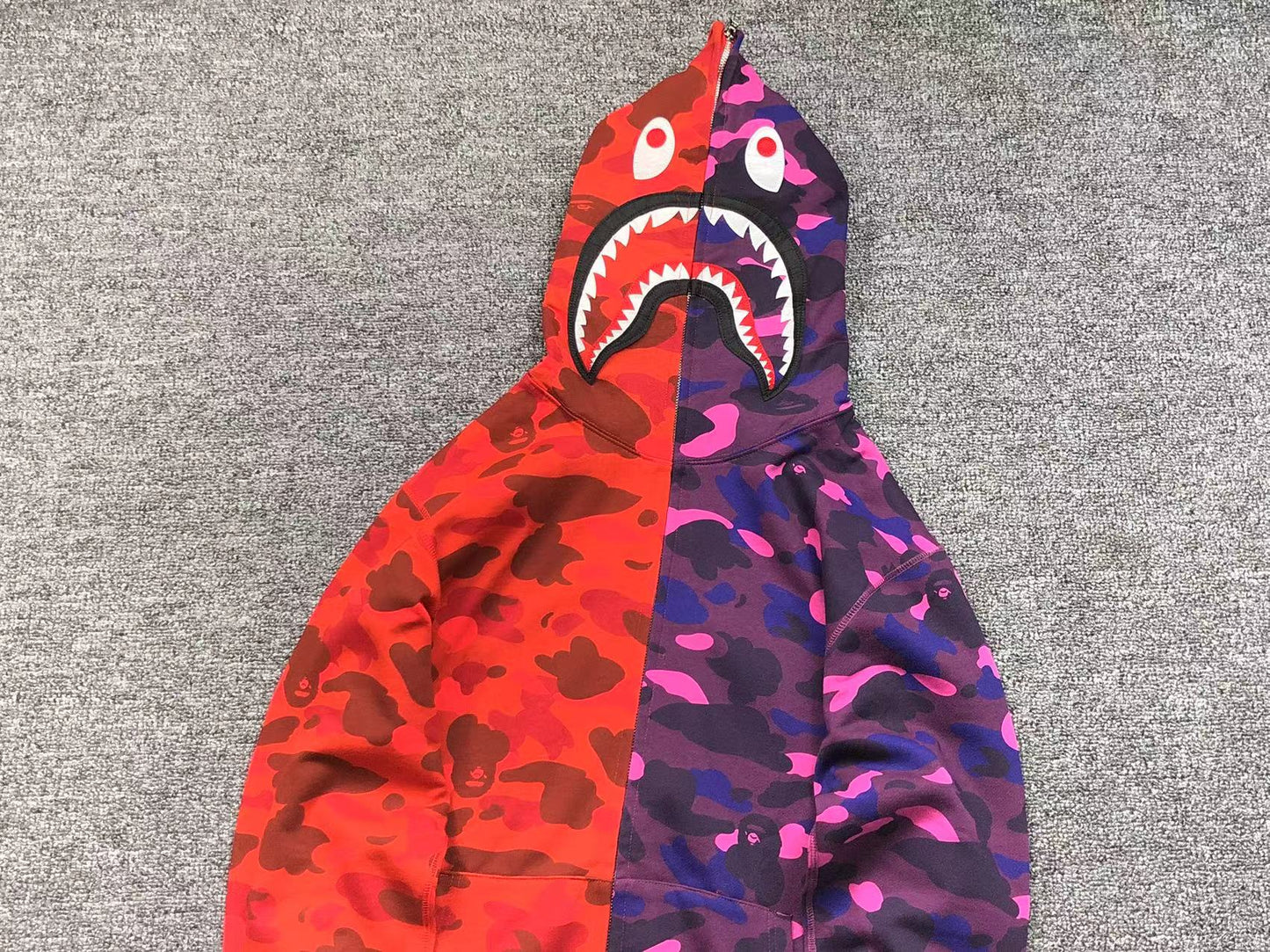 BAPE COLOR CAMO SEPARATE SHARK FULL ZIP HOODIE RED PURPLE