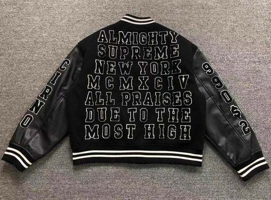 Supreme Praises Varsity Jacket Black