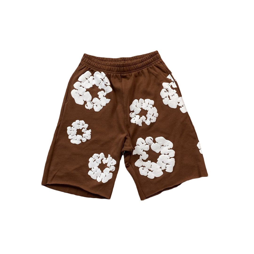 DENIM TEARS THE COTTON WREATH SHORTS BROWN