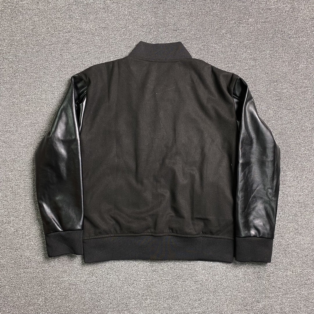 AMIRI STAGGERED LOGO VARSITY JACKET BLACK