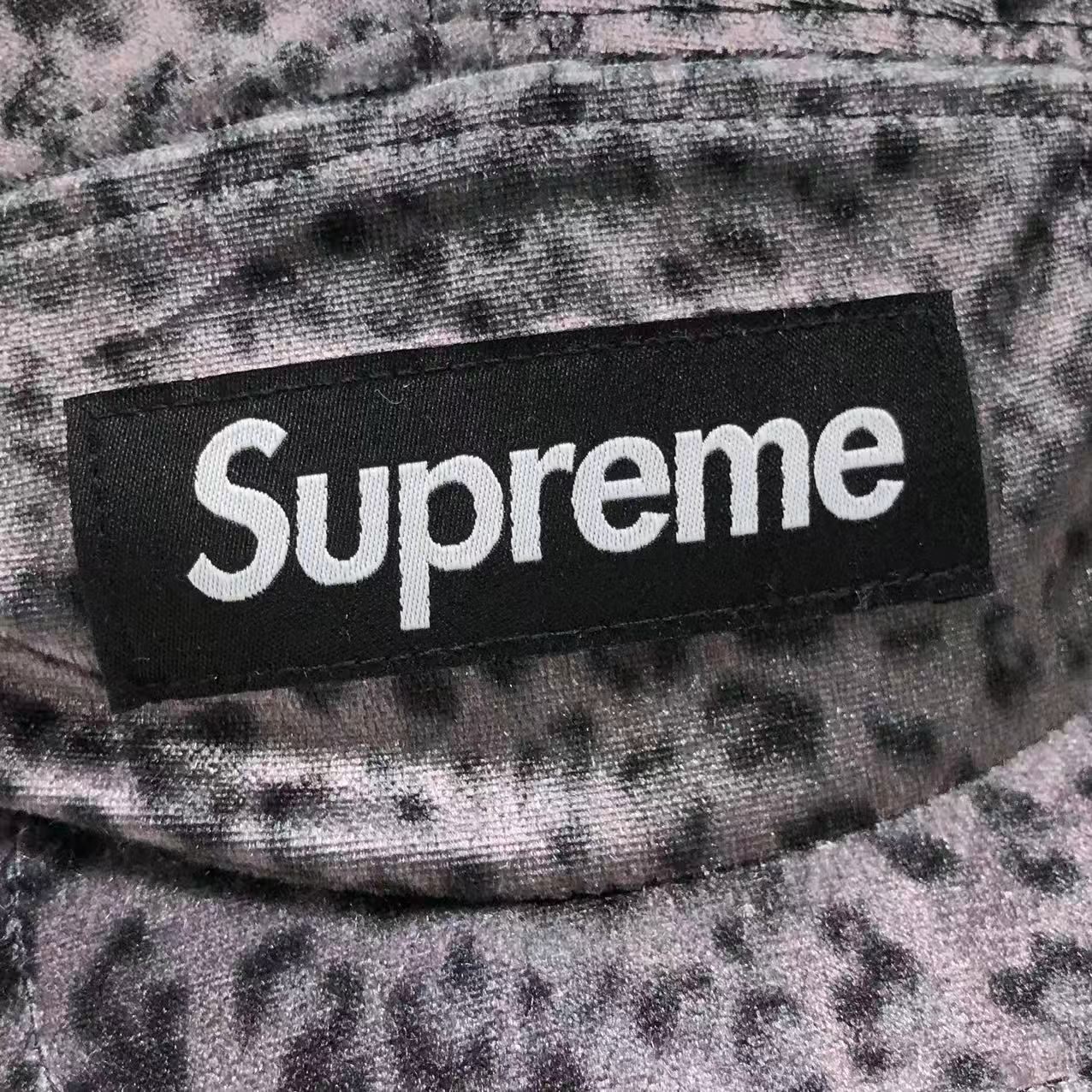 Supreme Leopard Velvet Camp Cap Black