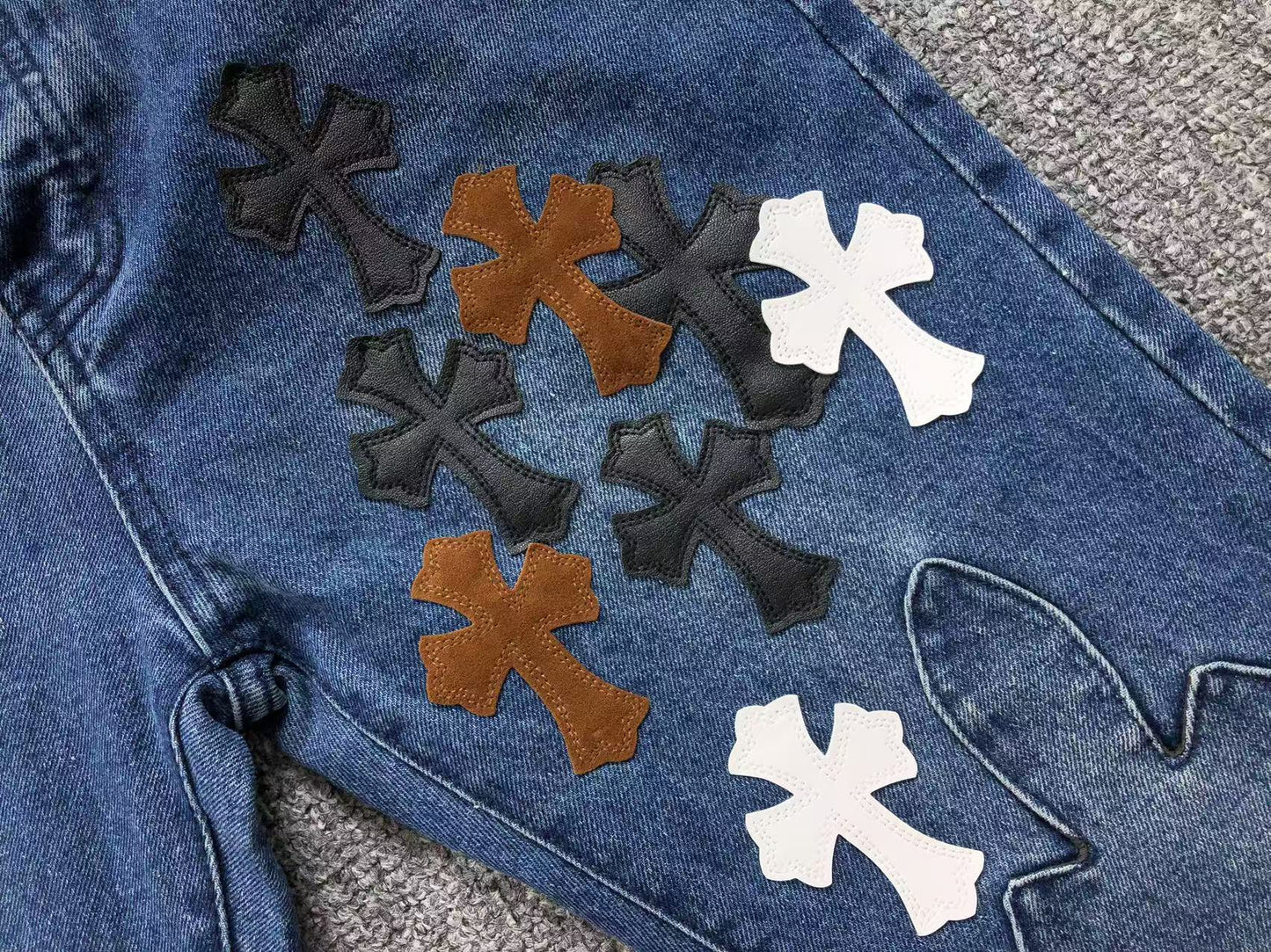 Chrome Hearts Cross Patch Jeans Blue