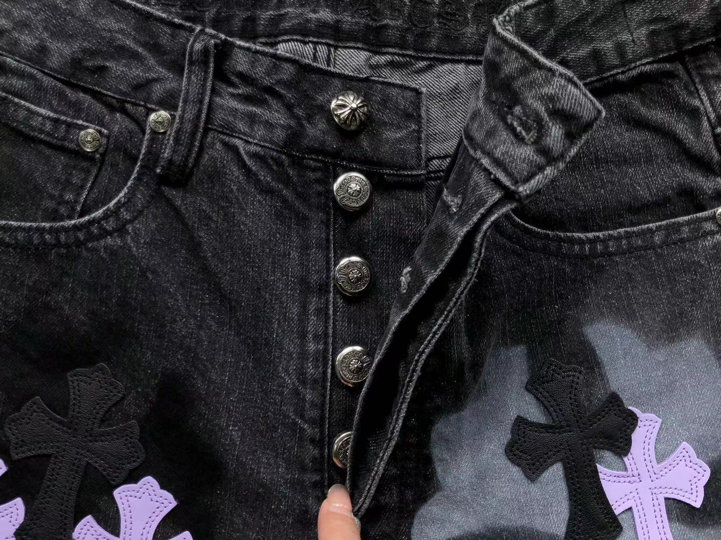 Chrome Hearts Cross Patch Jeans Black