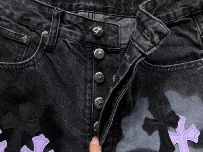 Chrome Hearts Cross Patch Jeans Black