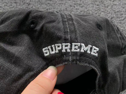 Supreme Pigment Coated S Logo 6-Panel Cap Washed Black