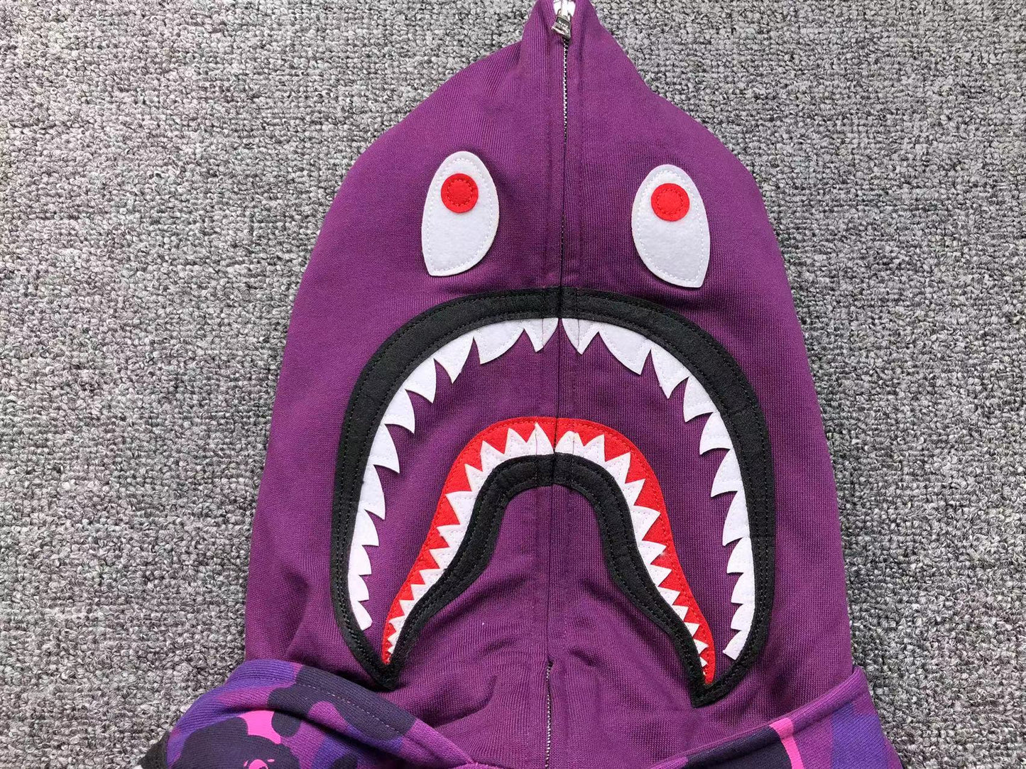 BAPE COLOR CAMO SHARK WIDE FULL ZIP DOUBLE HOODIE PURPLE