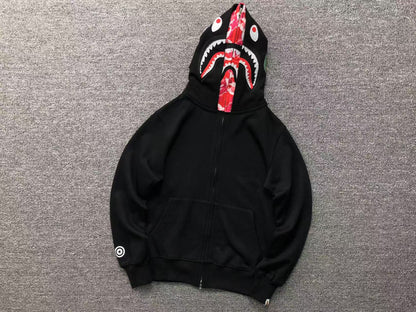 BAPE ABC SHARK FULL ZIP DOUBLE HOODIE BLACK PINK