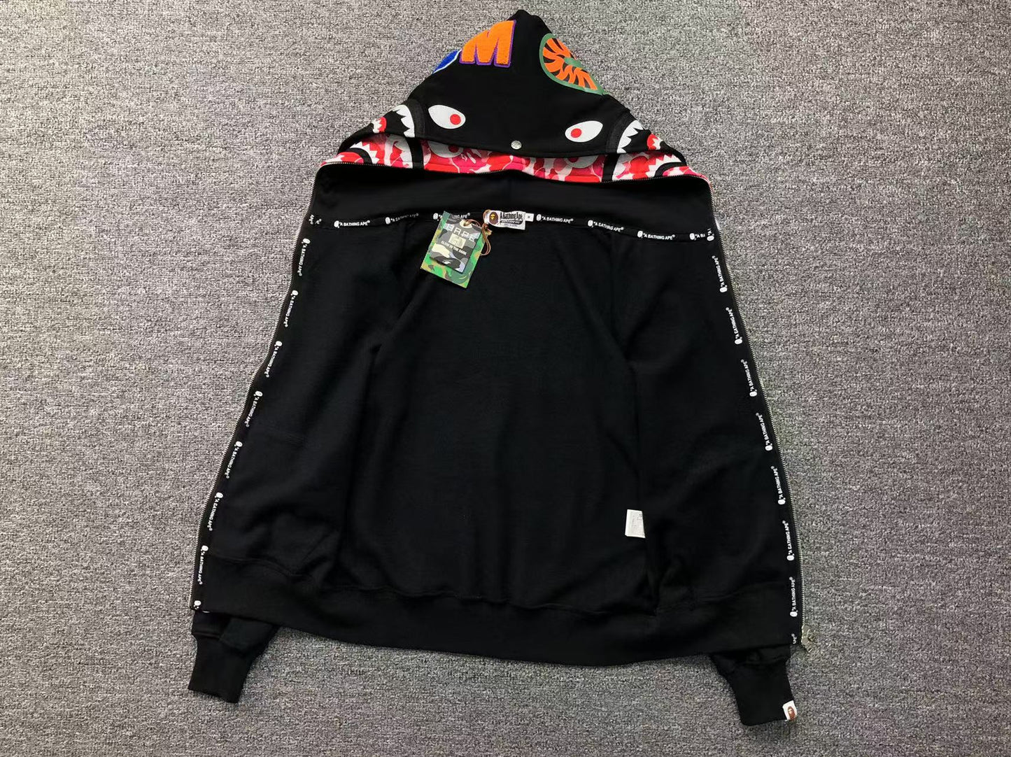 BAPE ABC SHARK FULL ZIP DOUBLE HOODIE BLACK PINK