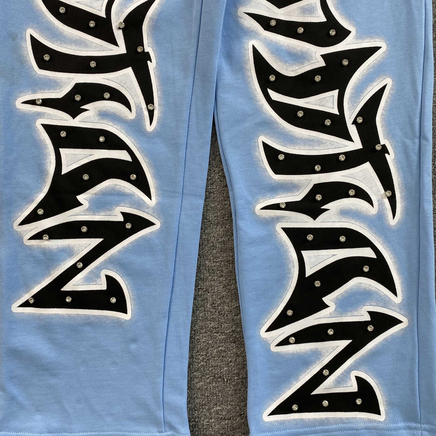 Mixed Emotion Graffiti Sweatpants Skyblue