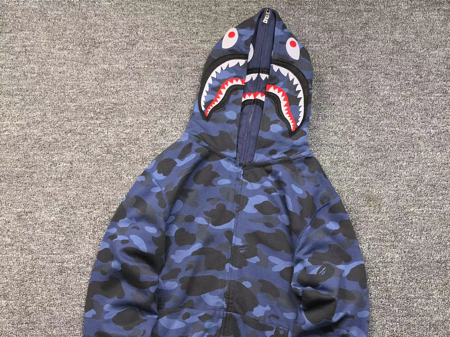 BAPE COLOR CAMO SHARK WIDE FULL ZIP DOUBLE HOODIE BLUE