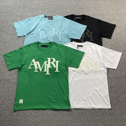 AMIRI STAGGERED LOGO TEE GREEN