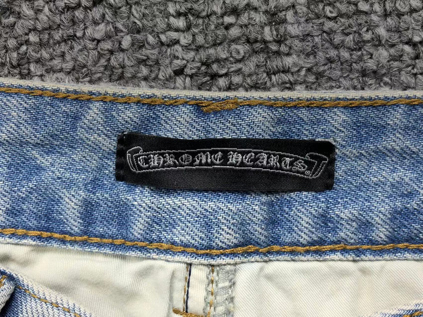 Chrome Hearts Cross Patch Jeans Blue Washed