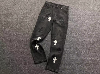 Chrome Hearts Cross Patch Jeans Black