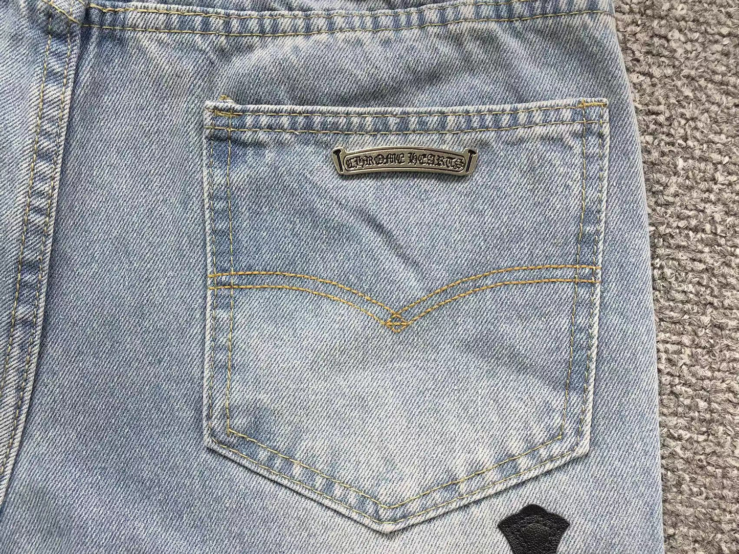 Chrome Hearts Cross Patch Jeans Blue Washed