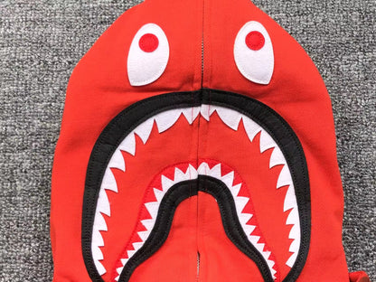 BAPE COLOR CAMO SHARK WIDE FULL ZIP DOUBLE HOODIE RED