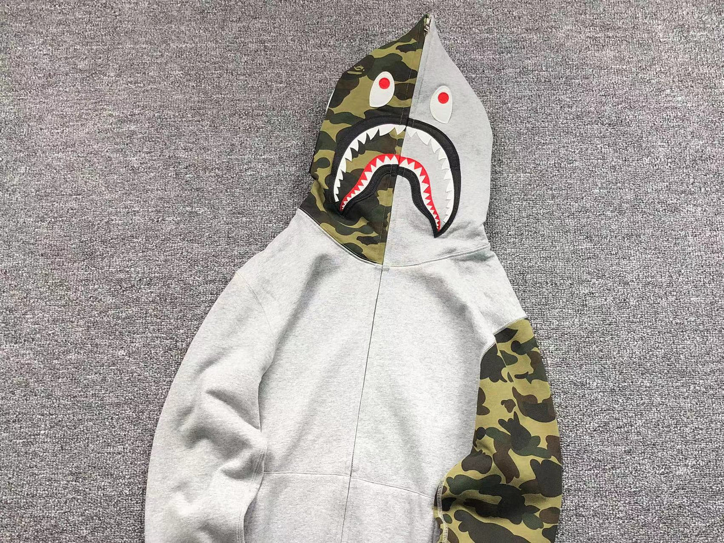 BAPE 1ST CAMO SHARK FULL ZIP HOODIE GREY