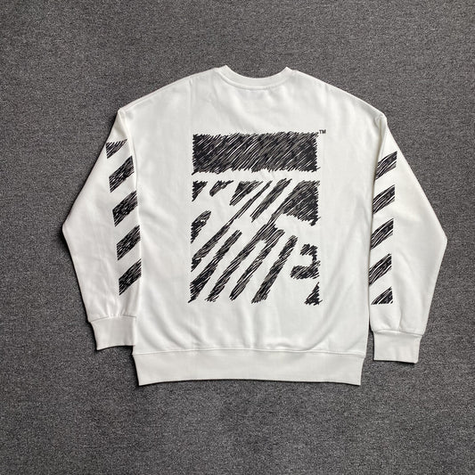 OFF WHITE SCRIBBLE DIAG CREWNECK WHITE