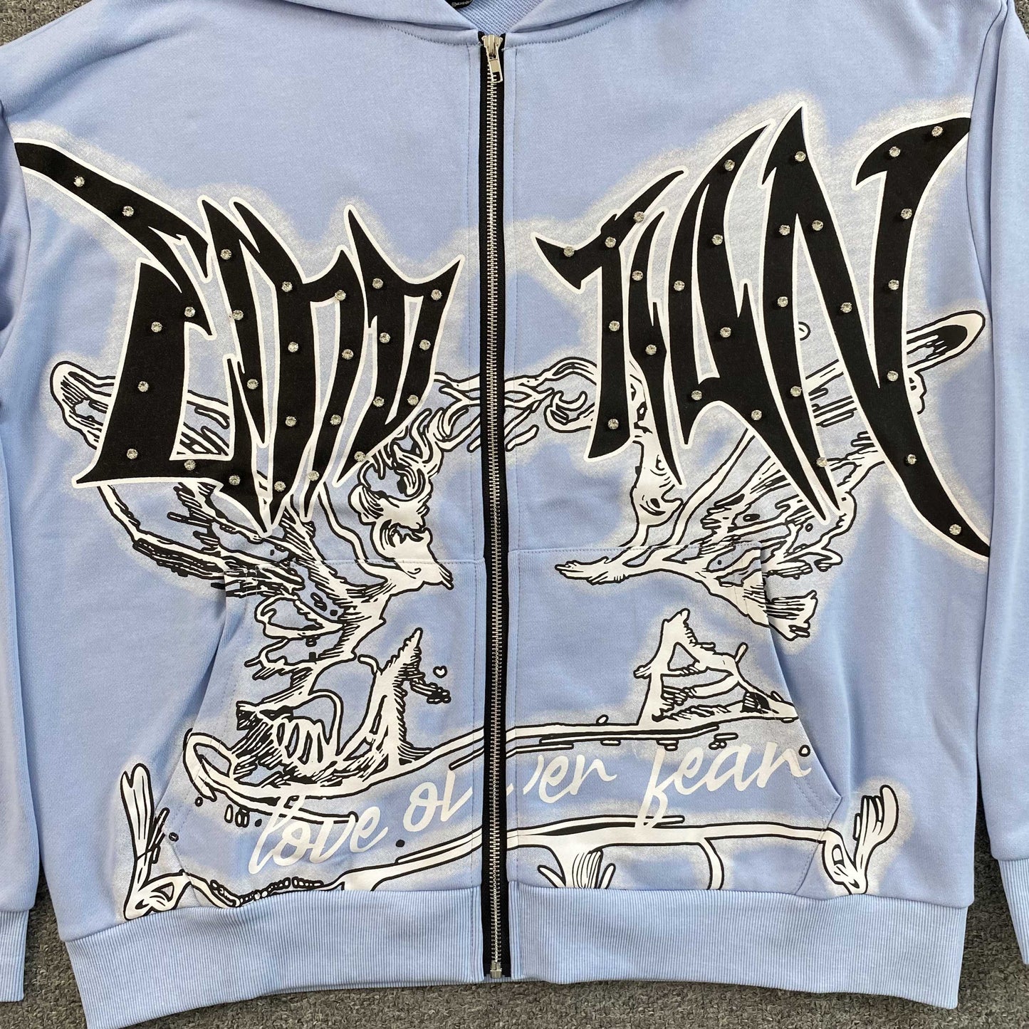 Mixed Emotion Graffiti Jacket Skyblue